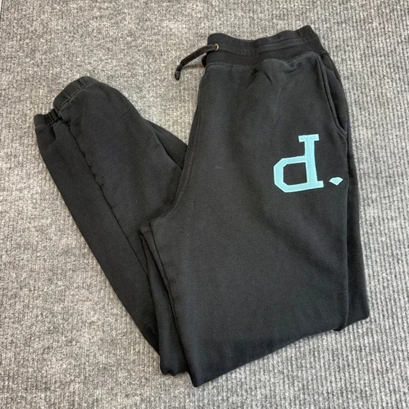 Diamond Supply Co Black Jogger Sweatpants Large "D" Logo Streetwear Zip Pocket - Picture 9 of 10